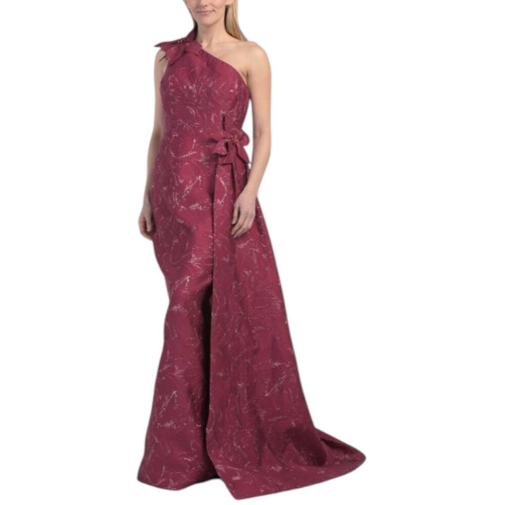 TERI JON One Shoulder 3d Flower Gown
